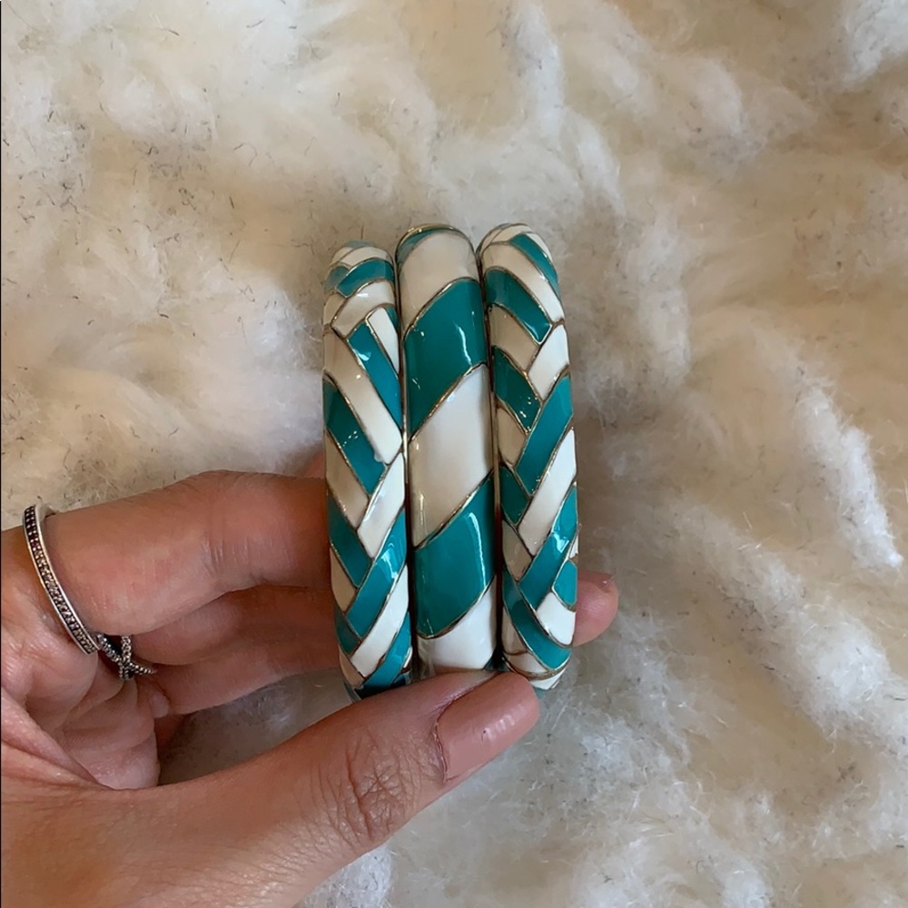 Green and White Bracelets